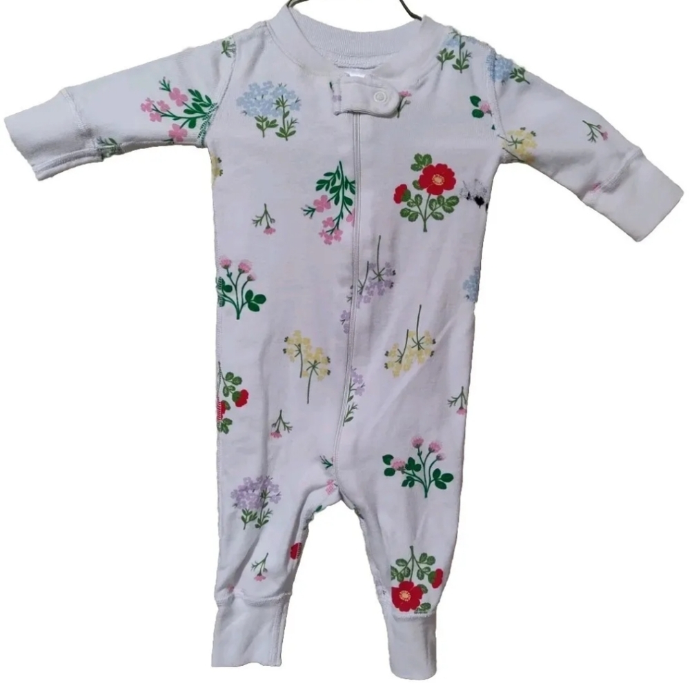 Hanna Andersson Floral Infant Pajamas Zippered 0-6 Mo 50 CM 100% Organic…